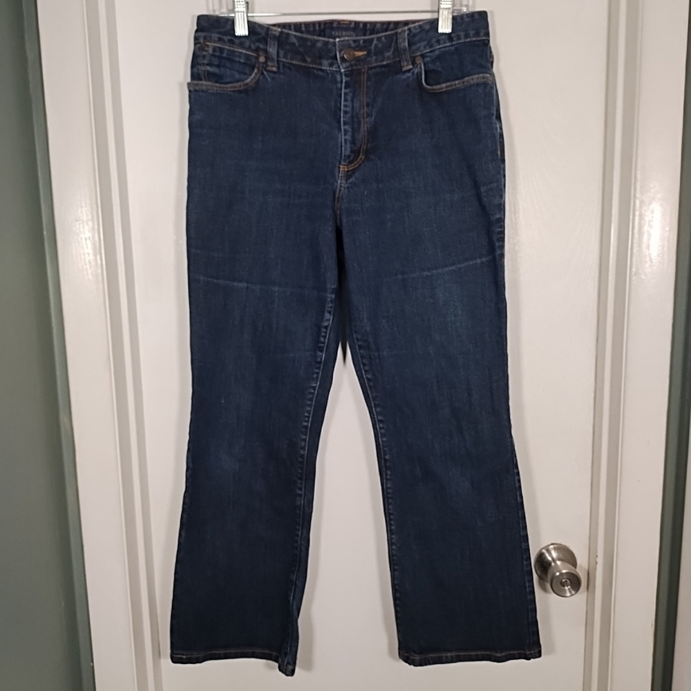 Talbots Straight Women's 12 Jeans Dark Wash Mid Rise Blue Denim Inseam 27.5"